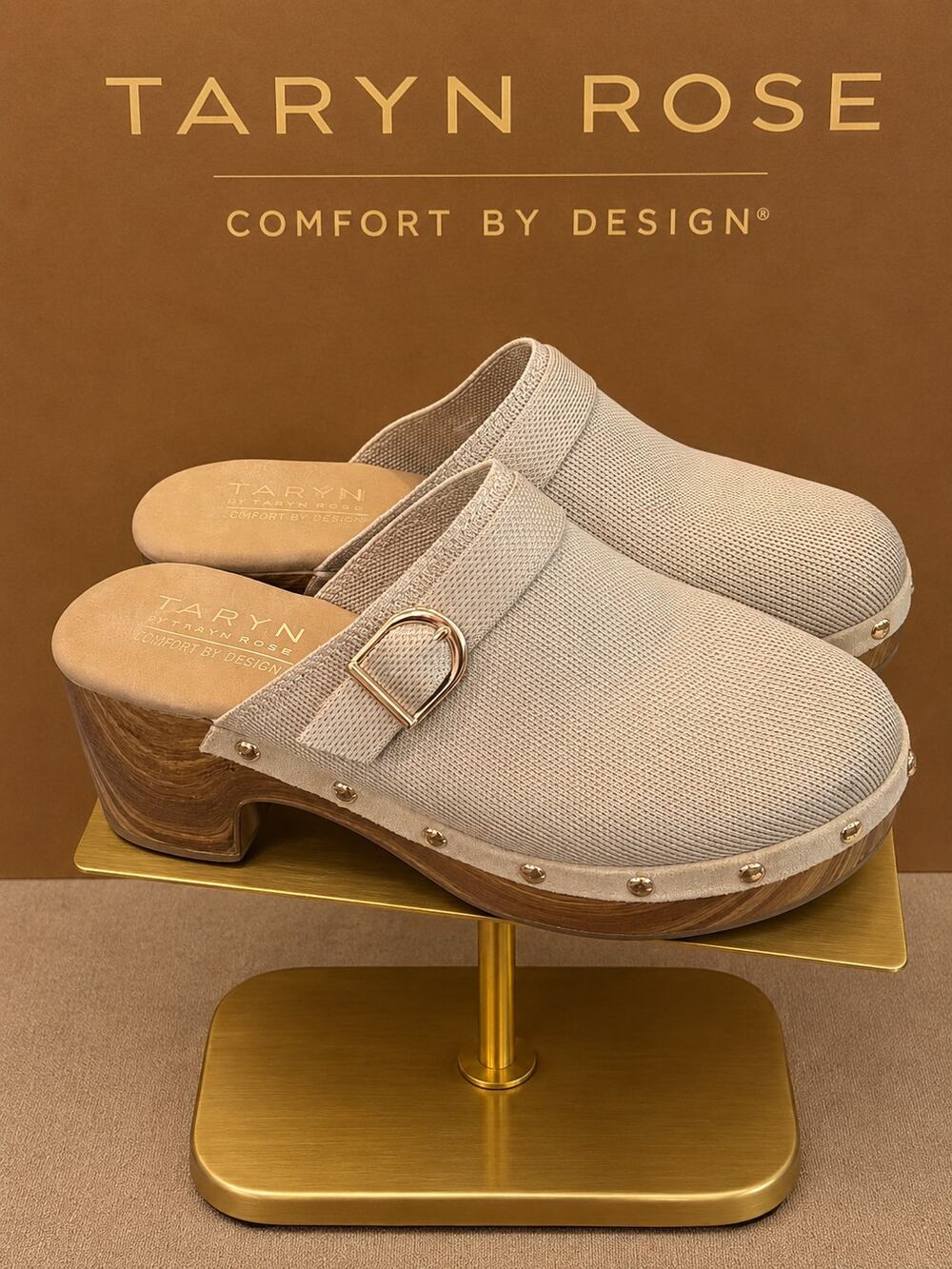 Taryn Rose Knit Clog Mules Wood Heel Comfort Shoes Women’s 9